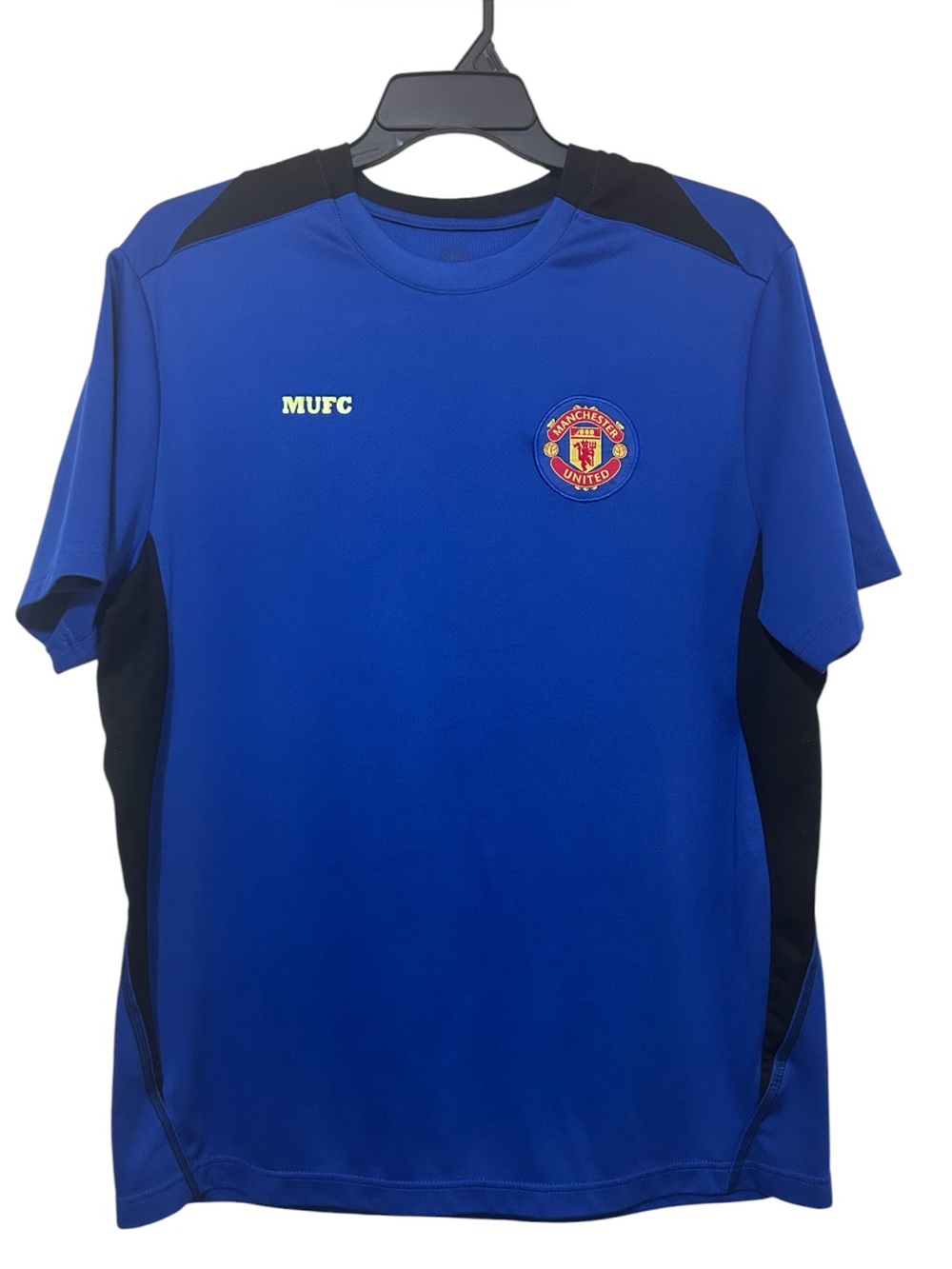 Manchester United MUFC Mens Blue Black Soccer Training Jersey Shirt Size L